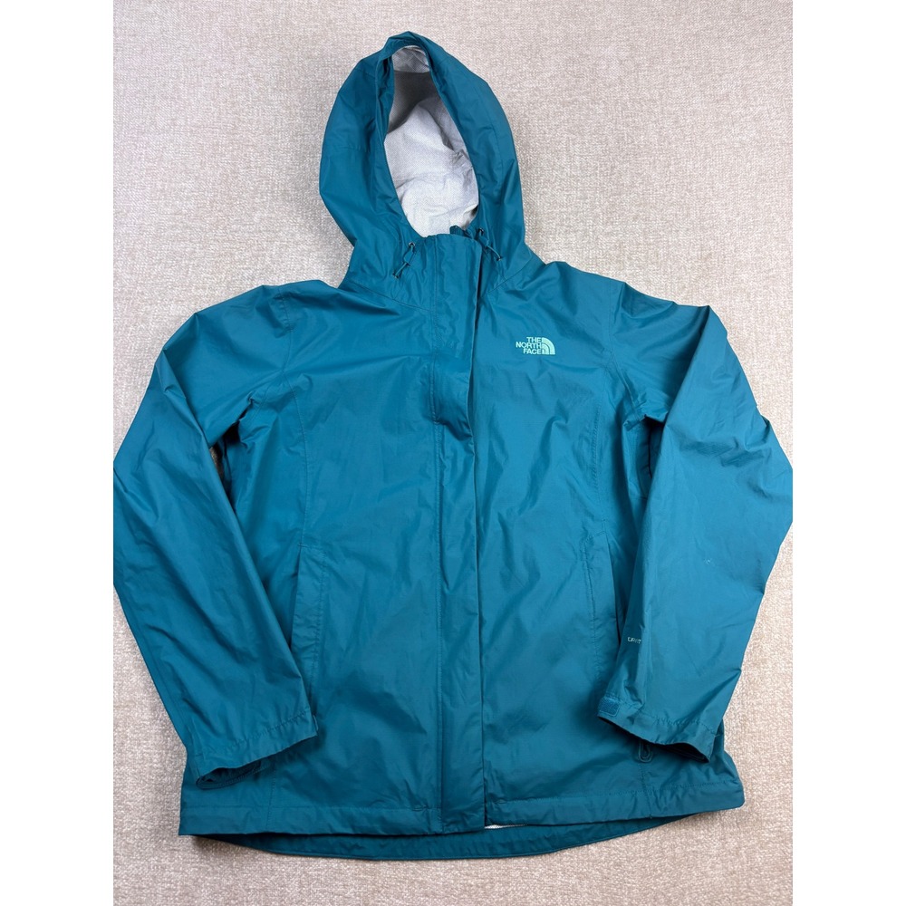 The North Face DryVent Rain Jacket Womens Large Teal Blue Hooded Shell